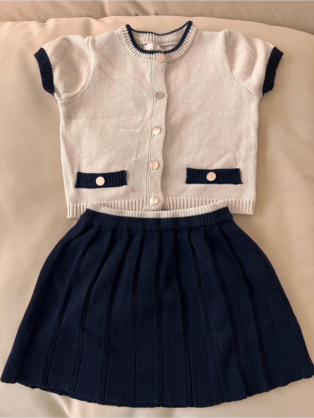 Freshman Cream and Navy Knit Two-Piece Set
